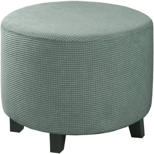Housse de Pouf Rond en Jacquard Gris Clair