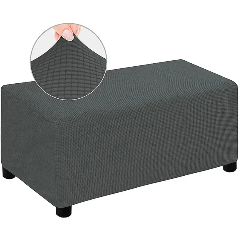 Housse de Pouf Rectangulaire Jacquard Gris