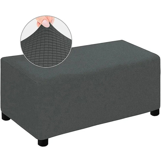 Housse de Pouf Rectangulaire Jacquard Gris