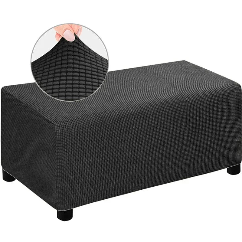 Housse de Pouf Rectangulaire Jacquard Noir