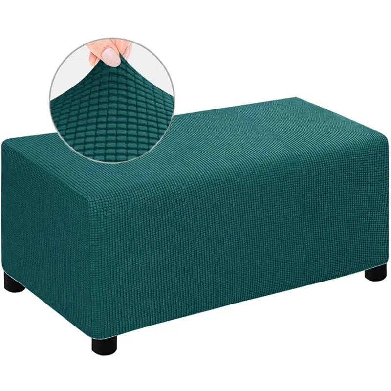 Housse de Pouf Rectangulaire Jacquard Vert Foncé