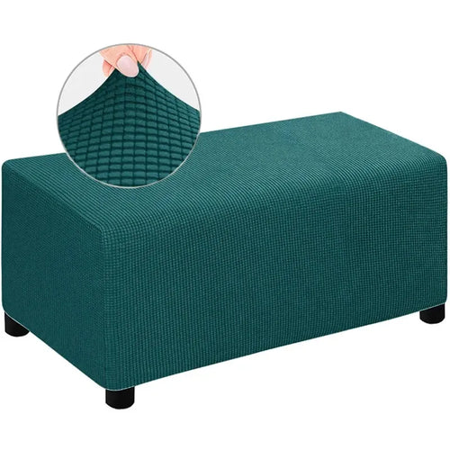 Housse de Pouf Rectangulaire Jacquard Vert Foncé