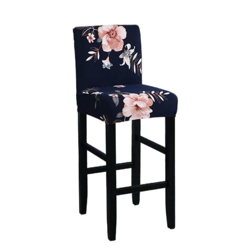 Housse de Tabouret <br>  Fleurie Bleu Marine