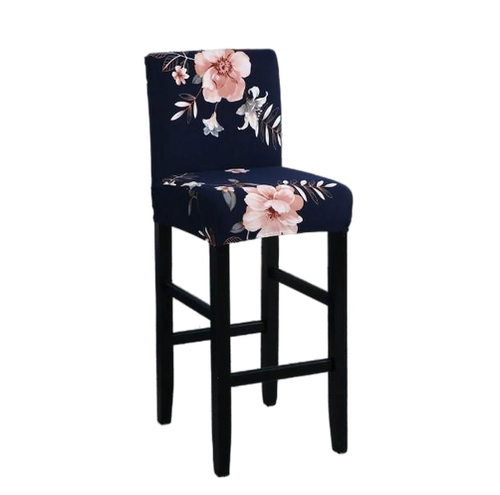 Housse de Tabouret <br>  Fleurie Bleu Marine