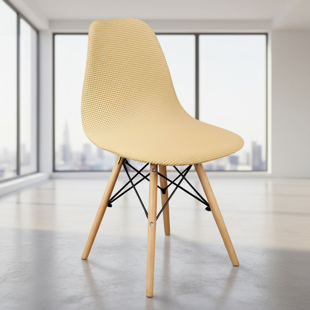Housse de Chaise Scandinave Universelle Beige - Housse Lavable et Confortable
