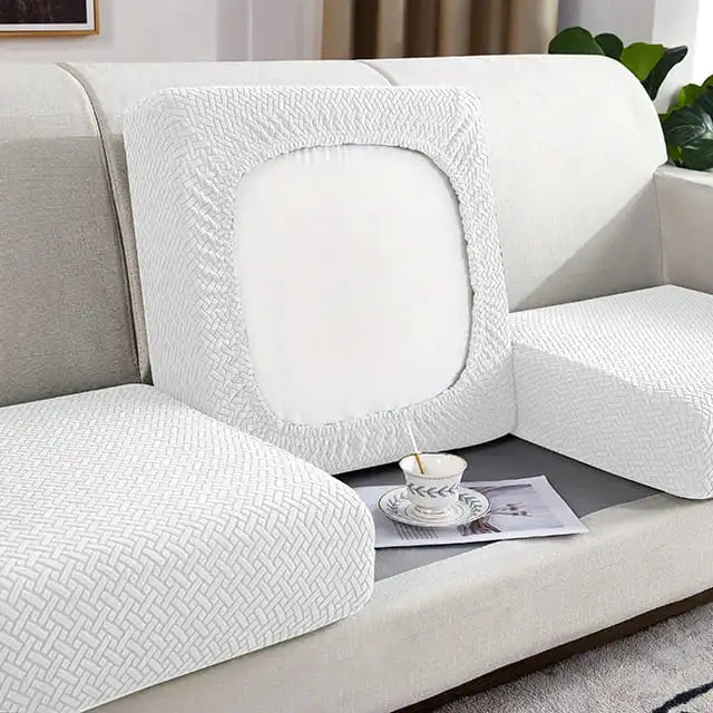 Housses d’assises de canapés en tissu jacquard premium blanc