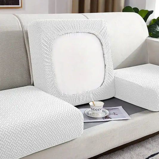 Housses d’assises de canapés en tissu jacquard premium blanc