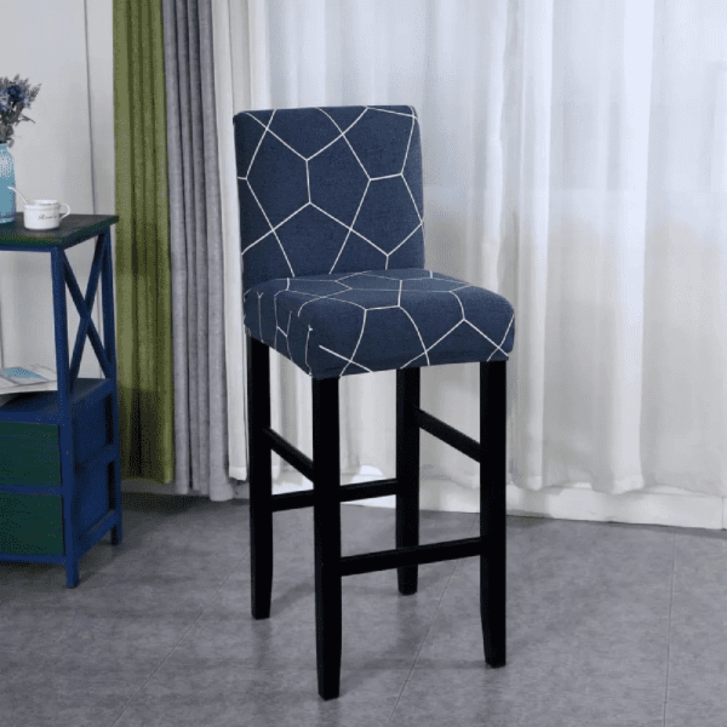 Housse de Tabouret de Bar Bleu à Motifs Géométriques Modernes - Protection Premium