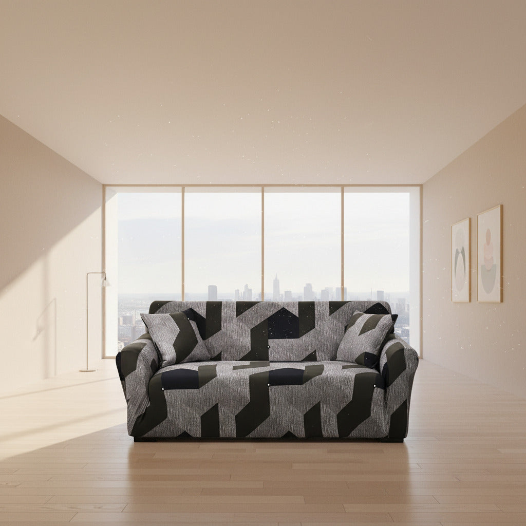 Housse de Canapé Extensible Motifs Géométrique - Tissu Doux & Durable
