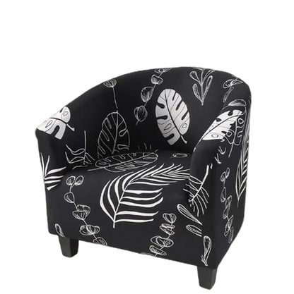 Housse fauteuil Cabriolet <br> Feuillage Noir et Blanc