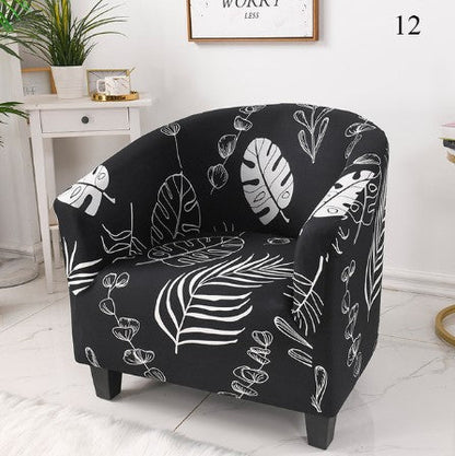 Housse fauteuil Cabriolet <br> Feuillage Noir et Blanc