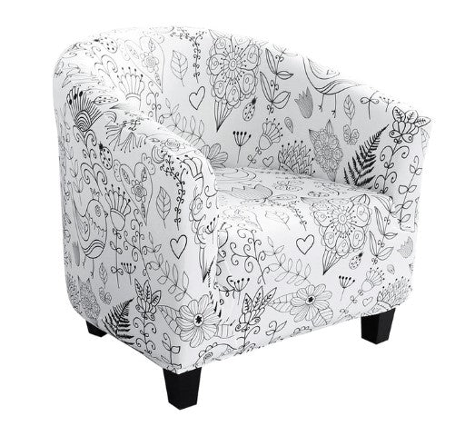 Housse fauteuil Cabriolet <br> Fleurie Blanche