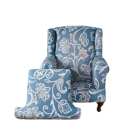 Housse fauteuil Crapaud <br> Fleurie Bleue