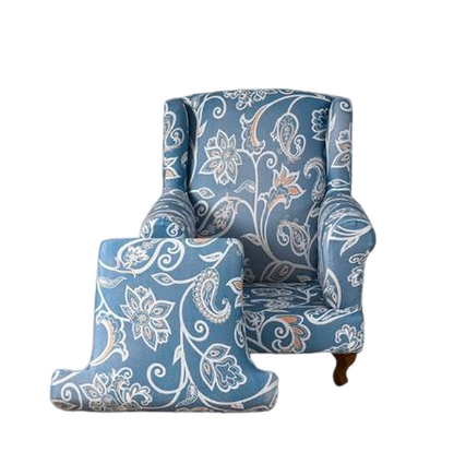 Housse fauteuil Crapaud <br> Fleurie Bleue
