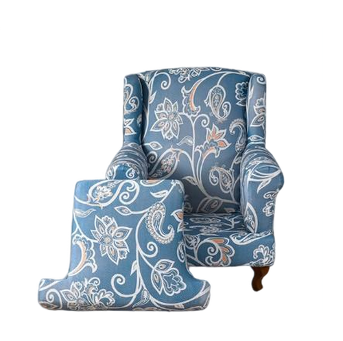 Housse fauteuil Crapaud <br> Fleurie Bleue