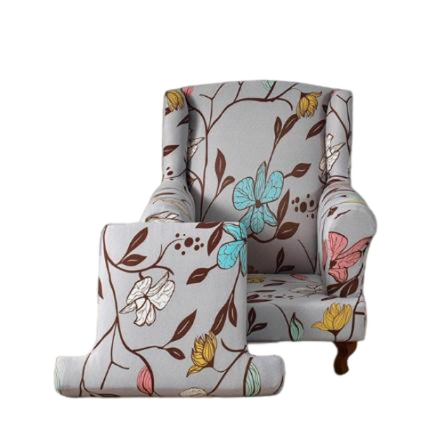 Housse fauteuil Crapaud <br> Fleurie Grise