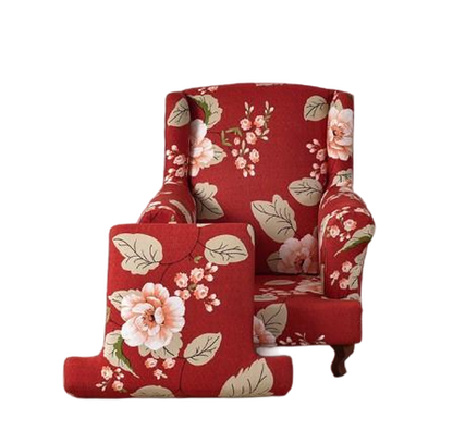 Housse fauteuil Crapaud <br> Fleurie Rouge