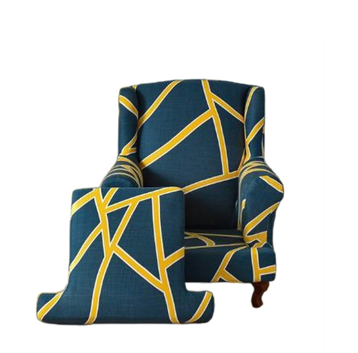 Housse fauteuil Crapaud <br> Géométrique Bleu Jaune