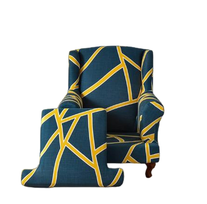 Housse fauteuil Crapaud <br> Géométrique Bleu Jaune