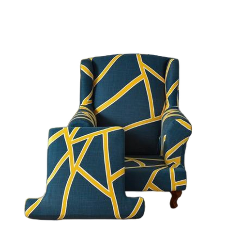 Housse fauteuil Crapaud <br> Géométrique Bleu Jaune