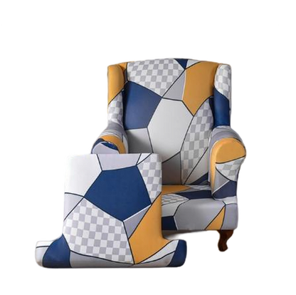 Housse fauteuil Crapaud <br> Géométrique Bleu