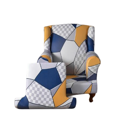 Housse fauteuil Crapaud <br> Géométrique Bleu