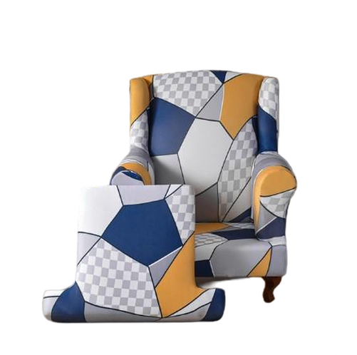 Housse fauteuil Crapaud <br> Géométrique Bleu