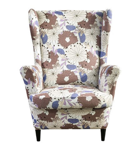 Housse fauteuil <br> Extensible Fleurie Marron