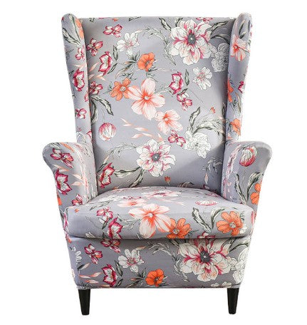 Housse fauteuil <br> Extensible Fleurie Orange