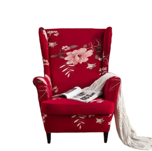 Housse fauteuil <br> Extensible Fleurie Rouge et Rose