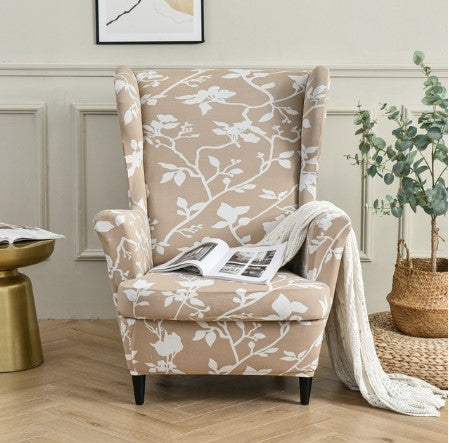 Housse fauteuil <br> Extensible Florale Beige