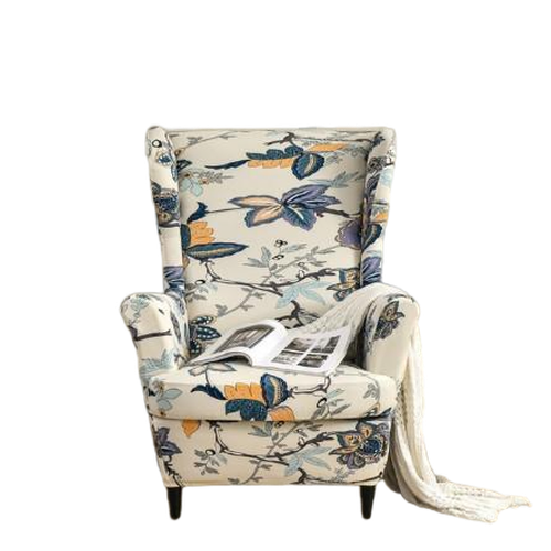 Housse fauteuil <br> Extensible Florale Bleu et Orange