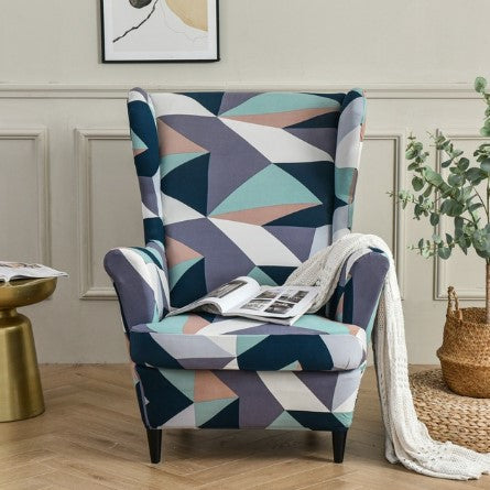 Housse fauteuil <br> Extensible Géométrique Colorée