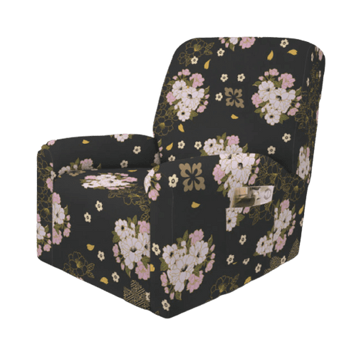 Housse fauteuil <br> Fleurie Noir