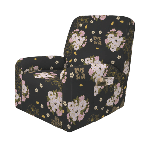 Housse fauteuil <br> Fleurie Noir