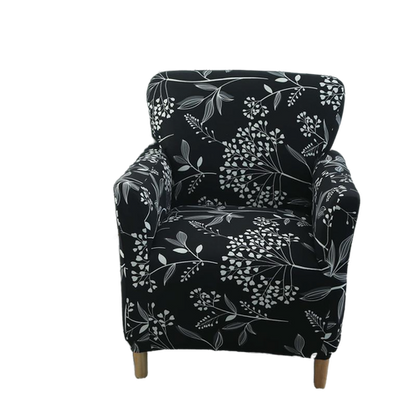 Housse fauteuil Scandinave <br> Fleurie Noir et Blanc