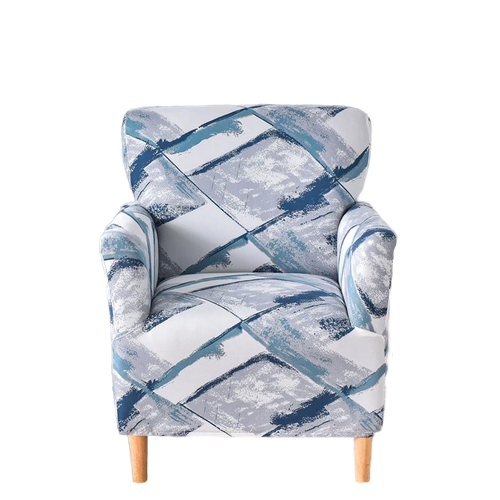 Housse fauteuil Scandinave <br> Géométrique Bleue