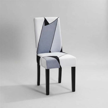 Housse de Chaise Extensible à Motifs Modernes - Style Scandinave Gris Blanc