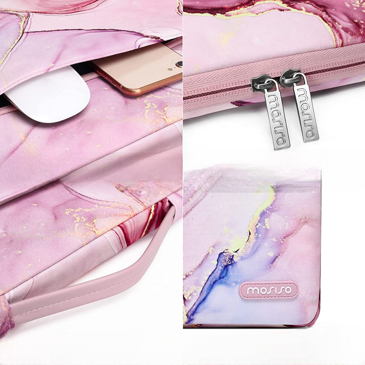 Housse ordinateur <br> Marbrée Rose