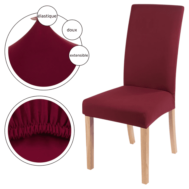 Housse de Chaise Grand Dossier Rouge - Tissu Épais et Doux