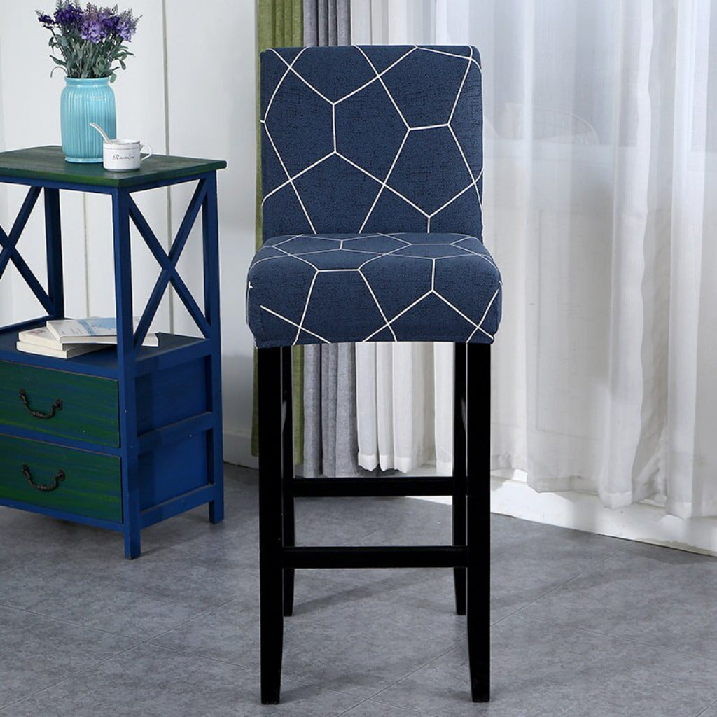 Housse de Tabouret de Bar Bleu à Motifs Géométriques Modernes - Protection Premium