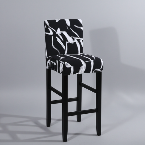 Housse Tabouret de Bar Extensible Noire à Motifs Blancs - Design Moderne & Protection Premium