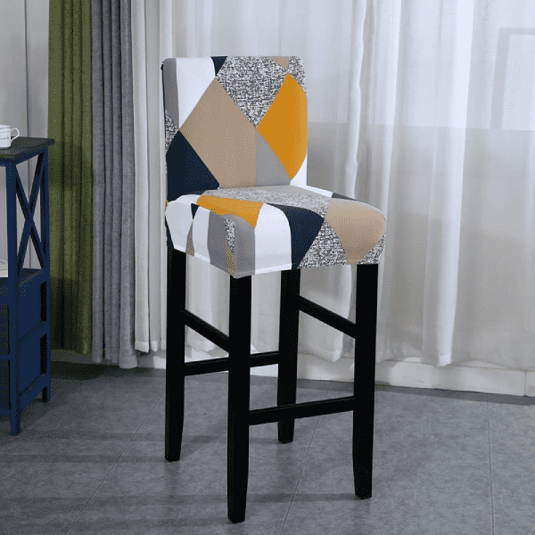 Housse Tabouret de Bar Motif Géométrique Multicolore- Ajustemenet Parfait