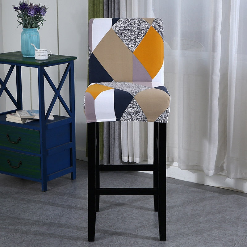 Housse Tabouret de Bar Motif Géométrique Multicolore- Ajustemenet Parfait