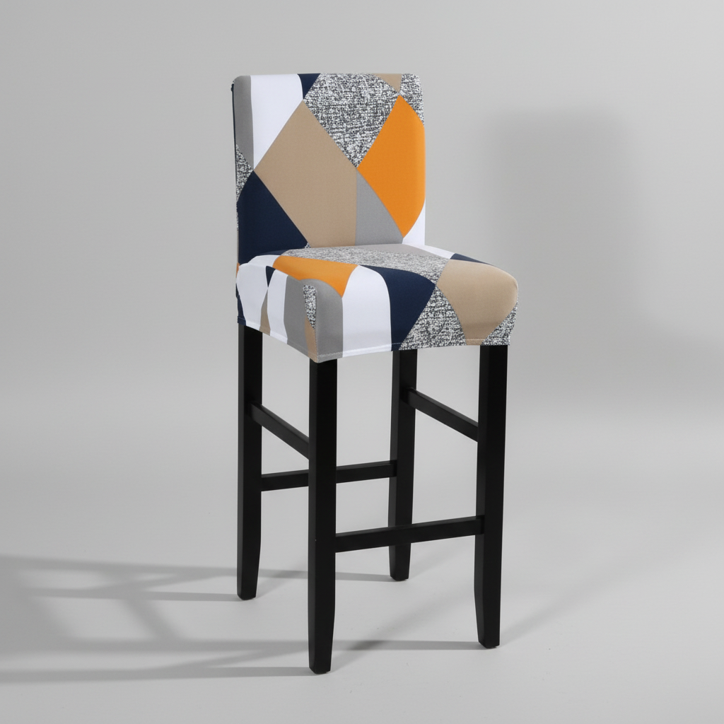 Housse Tabouret de Bar Motif Géométrique Multicolore- Ajustemenet Parfait