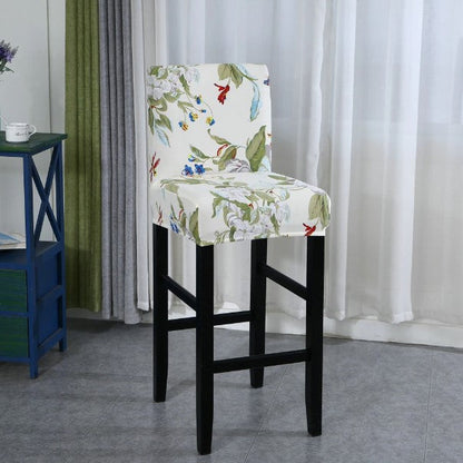 Housse de Tabouret <br>  Fleurie Blanc