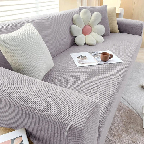 Housse de Canapé en Jacquard Gris Clair