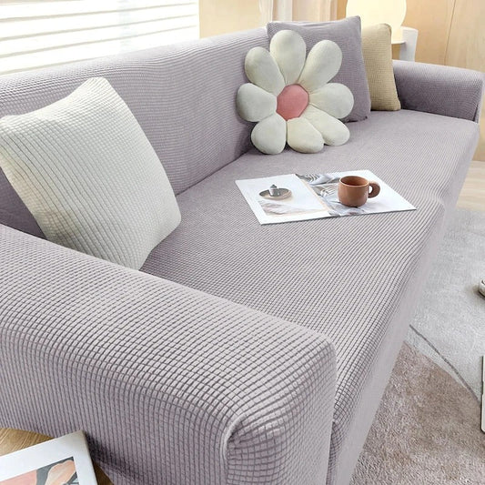 Housse de Canapé en Jacquard Gris Clair