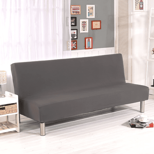 Housse de Canapé Clic Clac Extensible Gris Uni - Housse Clic Clac Gris en Tissu Élastique