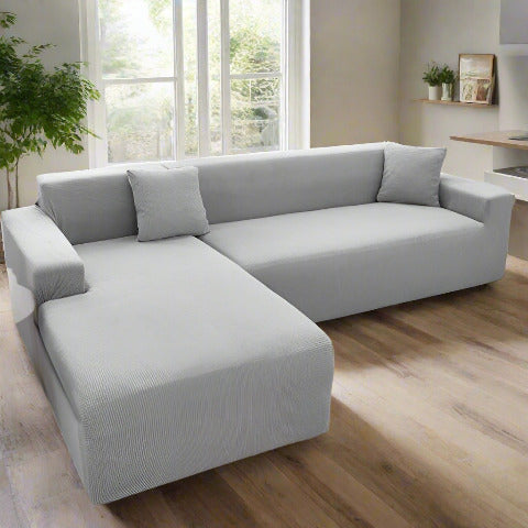 Housse canapé d'angle universelle à design matelassé - Plaid canapé d'angle gris pour maison
